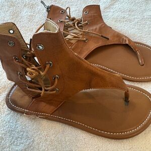Women's Brown Lace-Up Sandals